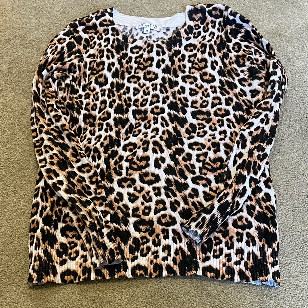 Leopard stretchy fitted cotton shirt